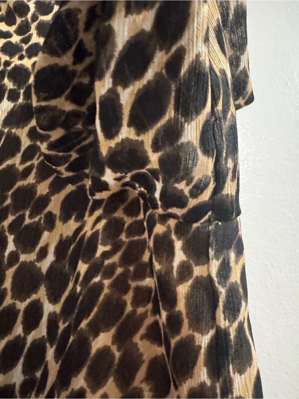J.Crew Leopard Print Smocked Neck Long Sleeve Blouse Small Tan Black